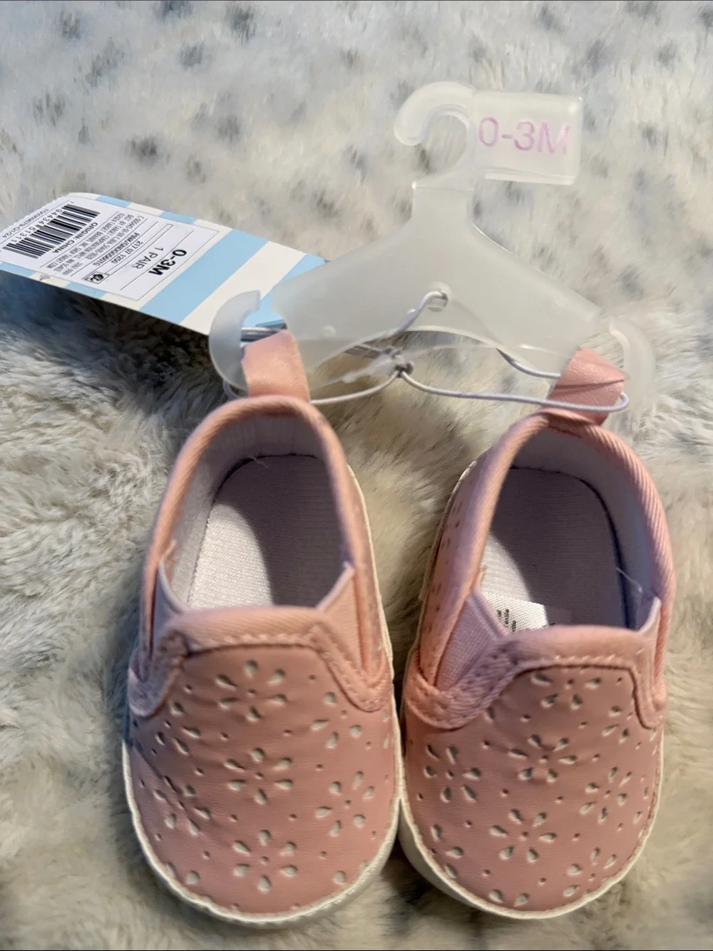 Cat & Jack Pink Floral Perforated Slip-On Baby Shoes